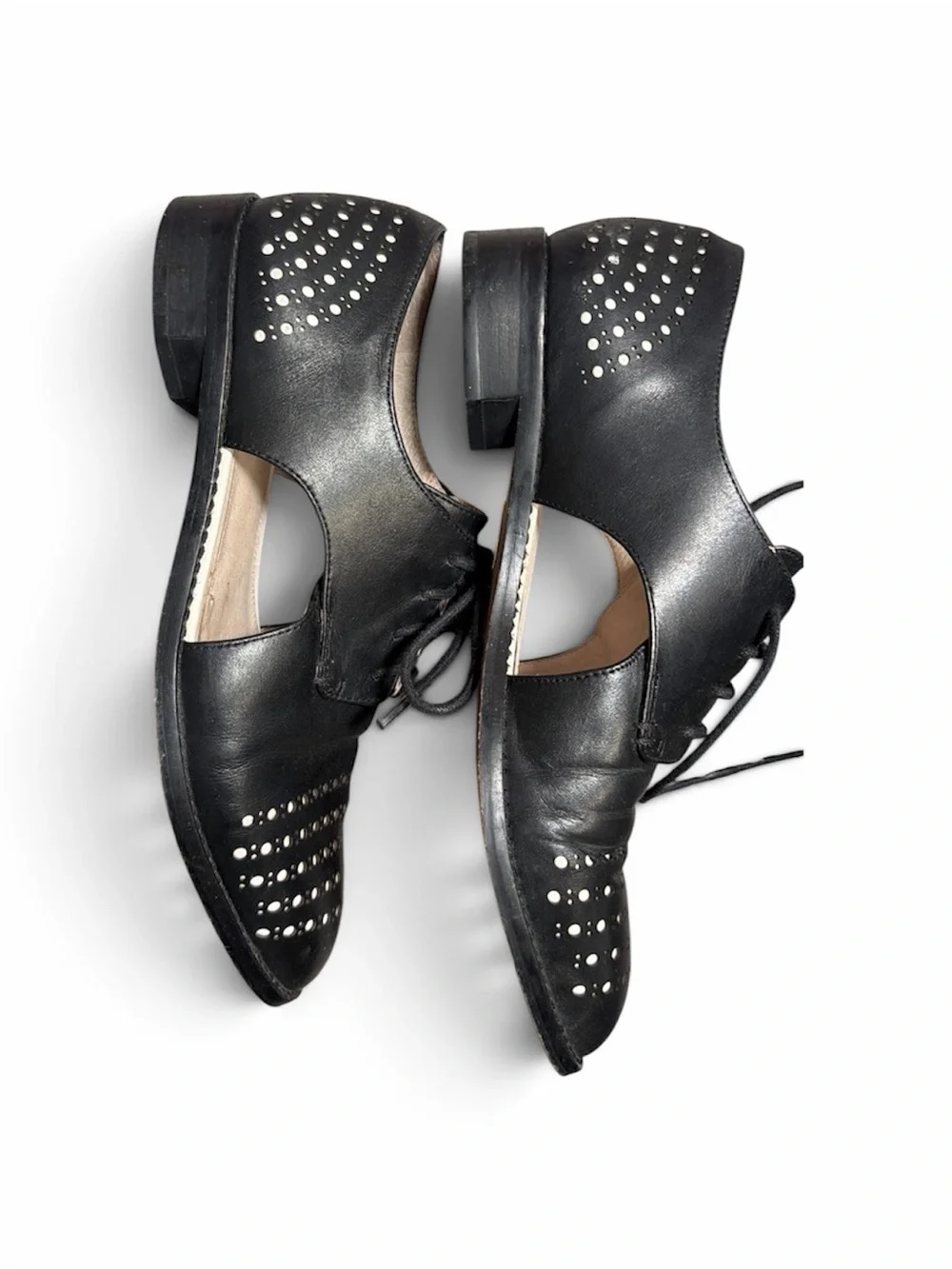Louise et Cie Black Perforated Leather Lace-Up Oxfords sz 8